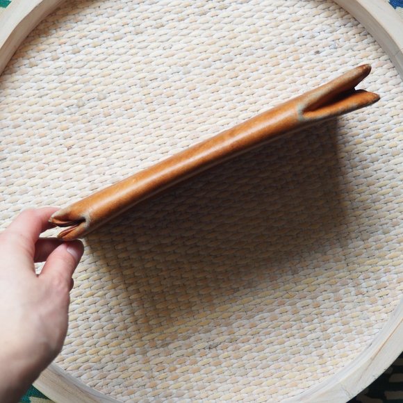 Vintage Leather Clutch Tan Small Purse Evening - Picture 12 of 16